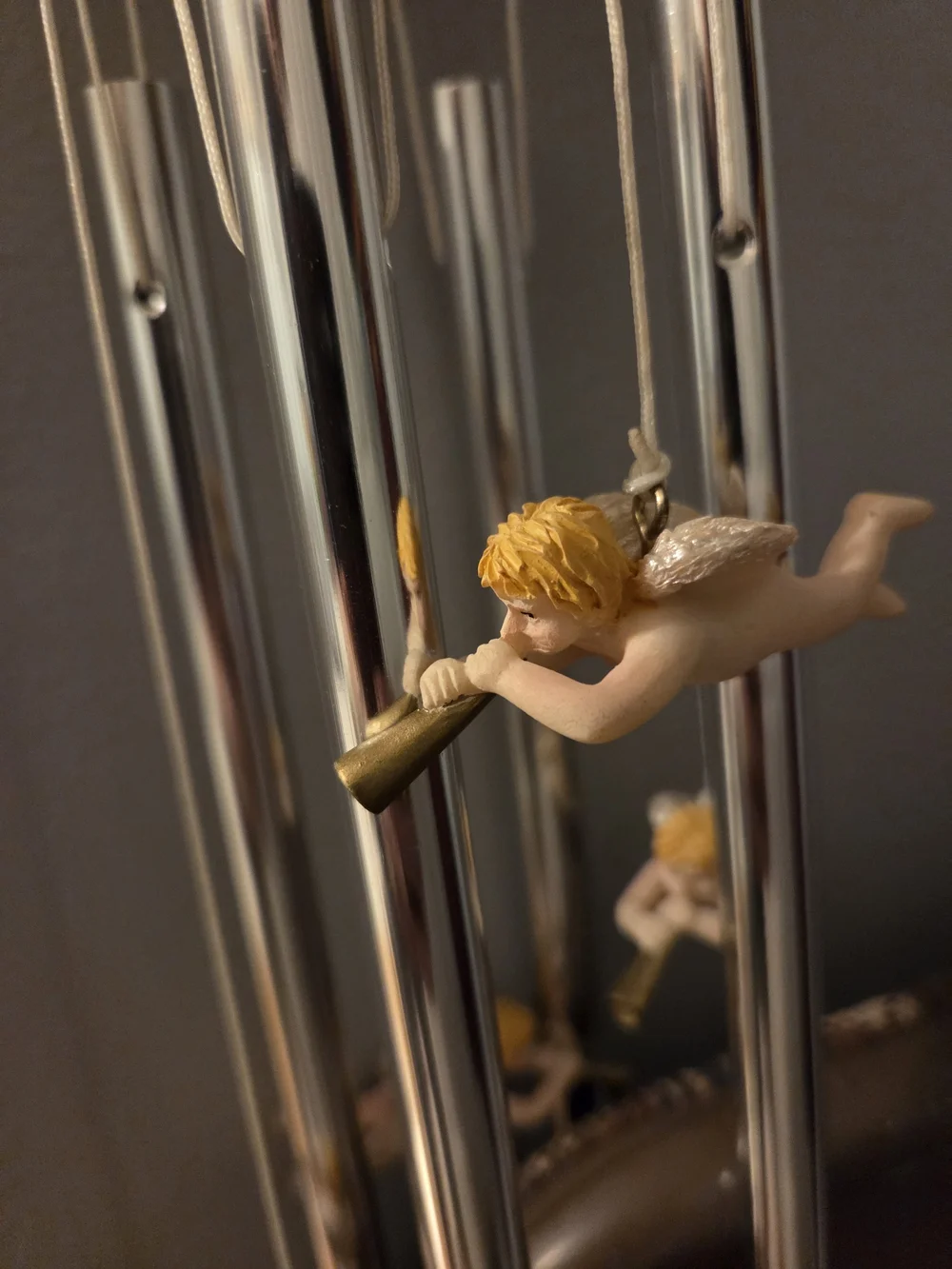 Angel Wind Chime Wall Hanging - Cream & Gold